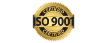 ISO 9001 logo displayed prominently, featuring the numbers '9001' in a distinctive font, symbolizing the international standard for quality management systems.