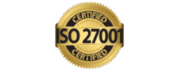 ISO 27001 logo displayed prominently, featuring the numbers '27001' in a distinctive font, symbolizing the international standard for quality management systems.